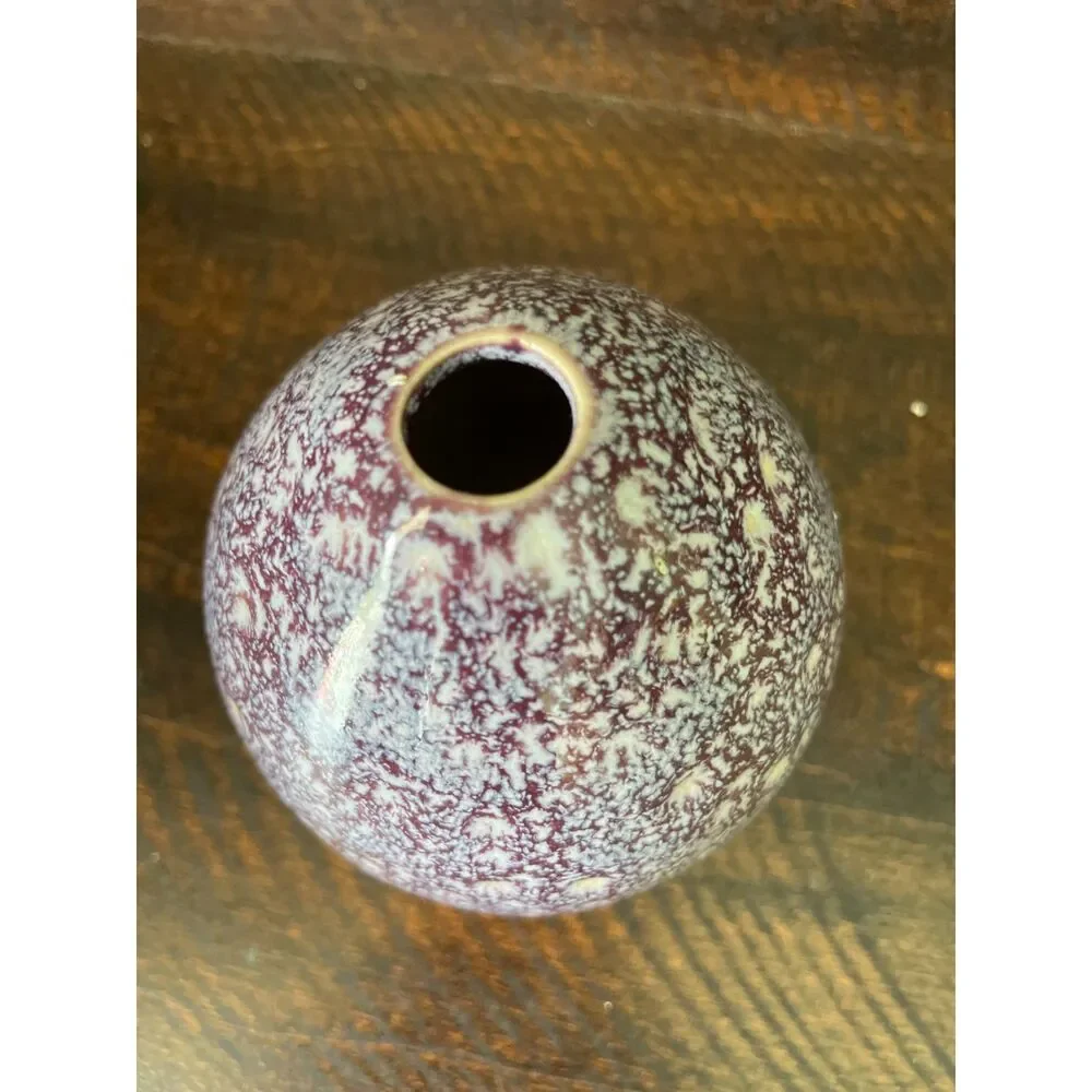 Anthropologie Purple Speckled Ceramic Bud Vase | Modern Stoneware Decorative